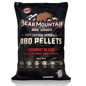 Bear Mountain BBQ All Natural Hardwood Gourmet Blend, Hickory, and Apple Smoker Pellets for Outdoor Grilling, 20 Pound Bag Each