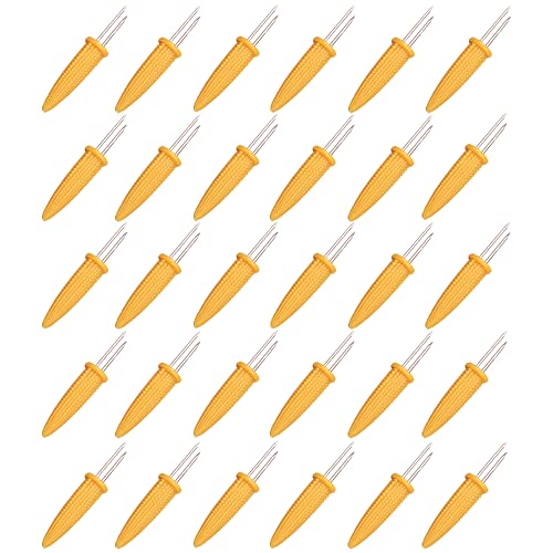 Senzeal 30Pcs Corn Holders Stainless Steel Corn on The Cob Skewers Non Slip Corn on The Cob Holders Skewers Heat Resistant Sweetcorn Holder Fork for Home Cooking Birthday Party BBQ