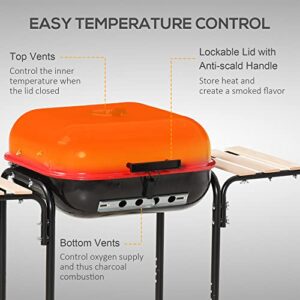 Outsunny 19” Steel Porcelain Portable Outdoor Charcoal Barbecue Grill