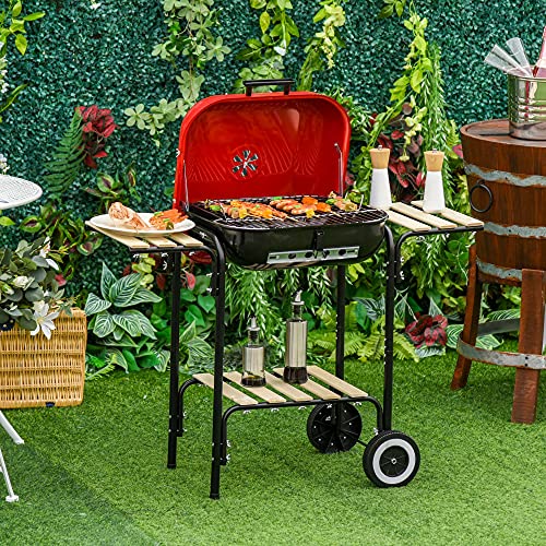 Outsunny 19” Steel Porcelain Portable Outdoor Charcoal Barbecue Grill