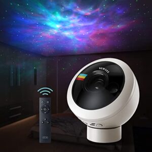 newsee northern lights star projector,cordless portable battery operated galaxy projector night light,bluetooth speaker,white noise,for bedroom decor,living room,room decor,kids,game room,gift(white)