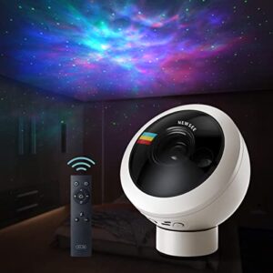 NEWSEE Northern Lights Star Projector,Cordless Portable Battery Operated Galaxy Projector Night Light,Bluetooth Speaker,White Noise,for Bedroom Decor,Living Room,Room Decor,Kids,Game Room,Gift(White)