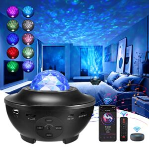 smart wifi star projector, joycabin galaxy projector led ocean wave night light with bluetooth speaker, remote control color changing star sky projector lamp for kid adult decor party home theatre