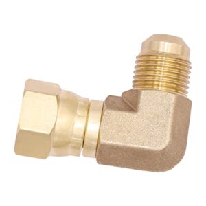 90 Degree Elbow Connector Coupling Adapter for Fire Pit,BBQ Grills and Olympian Wave Heater Brass Tube Fitting, Replacement for Camco 57633 (3/8" female swivel flare x 3/8" male flare)