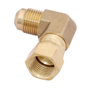 90 Degree Elbow Connector Coupling Adapter for Fire Pit,BBQ Grills and Olympian Wave Heater Brass Tube Fitting, Replacement for Camco 57633 (3/8" female swivel flare x 3/8" male flare)