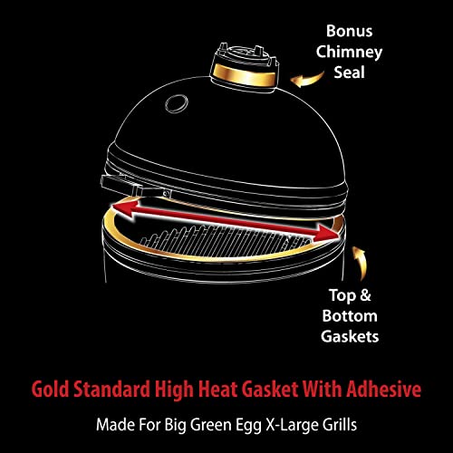 High-Que Gold Standard Nomex and Kevlar Gasket, Replacement for Big Green Egg X-Large Grill High-Heat 14.5' Gasket Seal, 2-Year Warranty, Made in USA