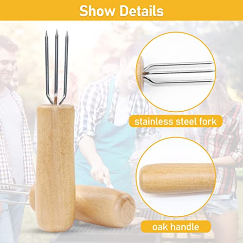 12 Pcs Corn Cob Forks with Wooden Handle Corn Forks Corn On The Cob Holders for BBQ Sweetcorn Roasted Meat Fruit