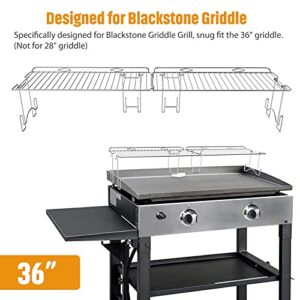 RUSFOL Durable Stainless Steel Griddle Warmimg Rack with a Food Tong, Compatible with 36" Blackstone Griddle, Keep Your Food Warm & Spa ce Saving BBQ Accessories, Free from Drill Hole&Easy to Install