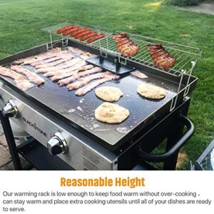 RUSFOL Durable Stainless Steel Griddle Warmimg Rack with a Food Tong, Compatible with 36" Blackstone Griddle, Keep Your Food Warm & Spa ce Saving BBQ Accessories, Free from Drill Hole&Easy to Install