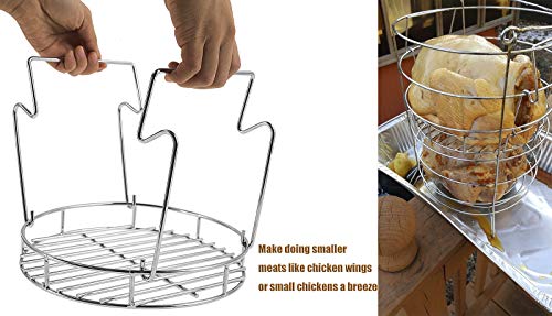 PETKAO Turkey Fryer Replacement Parts for Char Broil Big Easy Turkey Fryer Accessories & Char Broil Big Easy, Oilless Turkey Fryer, Char-Broil Bunk Bed Basket, Leg Rack & Rib Hooks, Stainless Steel