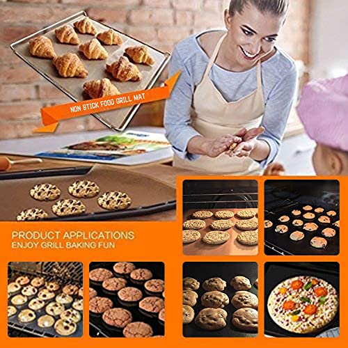 ZCMIAO BBQ Grill Mat, Thickness 0.25mm Non Stick BBQ Mat with Holes Heavy Duty 500 ℉ Grill & Baking Mats (Set of 6), Easy Clean & Use BBQ Accessories, Reusable on Gas Charcoal Electric Grills Black