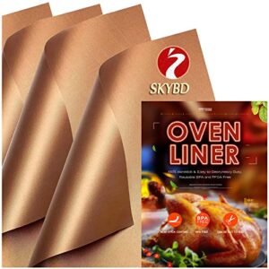 4 pack large copper oven liners for bottom of electric gas oven, reusable – heavy duty non-stick teflon mats 15.8″x 23.7″, easy to clean – oven floor protector liner -reduce food spills and stuck