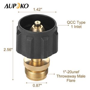 Aupoko Propane Cylinder Adaptor Convert, Portable 1LB Propane Tank Regulator Adapter with QCC Type1 Connector, 1"-20UNEF Throwaway Flexible Hose Line Adapter for Barbecue Grill