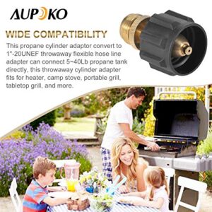Aupoko Propane Cylinder Adaptor Convert, Portable 1LB Propane Tank Regulator Adapter with QCC Type1 Connector, 1"-20UNEF Throwaway Flexible Hose Line Adapter for Barbecue Grill