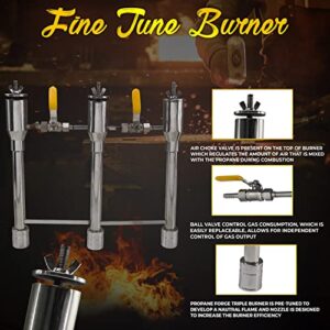 Simond Store Triple Burner Forge Kit for Blacksmithing Propane Forge Furnace Kiln Raku Potter Furnace (with Valve Hose Regulator) - Stainless Steel
