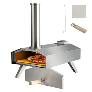 Giantex Outdoor Pizza Oven with 12'' Pizza Stone, Foldable Legs, Portable Stainless Steel Pizza Maker for Outside, Wood Pellet Fired Pizza Oven for Camping Picnic Backyard Family Gathering
