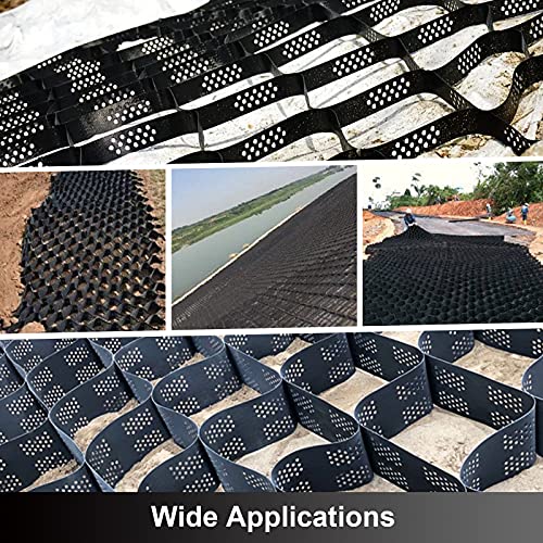 Suninlife Geo Grid Ground Grid 2" Thick Geo Cell Grid 9 x 17 Ft Ground Stabilization Grid 1885 LBS Per Sq Strength Gravel Ground Grid for Slope Driveways and Garden