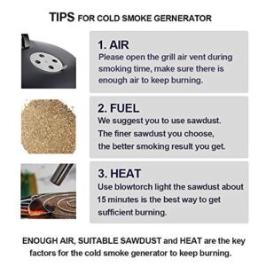 Realcook 13.78 inch Cold Smoke Generator for BBQ Grill or Smoker Wood dust Hot and Cold Smoking Salmon Meat Burn Time up to 18-24 Hours