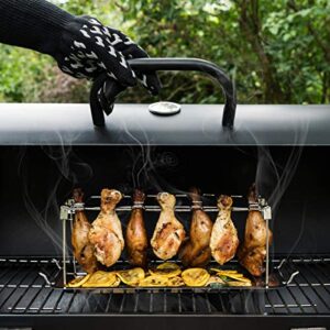 Navaris Stainless Steel Chicken Leg & Wing Rack - 14 Slot Roaster Stand for Chicken Legs, Wings, Drumstick with Drip Tray for Smoker Grill or Oven