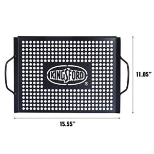 Kingsford Heavy Duty Non-Stick Grill Topper | Non-Stick, Rust Resistant Grill Pan with Handles | Easy to Use BBQ Grill Accessories Made from Durable Carbon Steel | Kingsford Grill Accessories