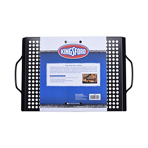 Kingsford Heavy Duty Non-Stick Grill Topper | Non-Stick, Rust Resistant Grill Pan with Handles | Easy to Use BBQ Grill Accessories Made from Durable Carbon Steel | Kingsford Grill Accessories