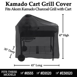 Kamado Cart Grill Cover Heavy Duty Weather Resistant Akorn Kamado Cart Grill Cover Black, 45" L x 30" D x 47" H