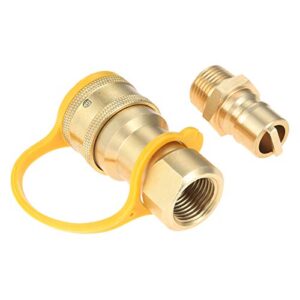 1/2″ gas quick connect kit, disconnect connector with male insert plug, solid brass 1/2 inch natural gas propane quick connect adapter