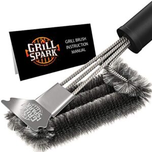bbq grill brush and scraper 18″ | stainless steel cleaning brush accessories | best for weber gas, charcoal, porcelain, cast iron, all grilling grates