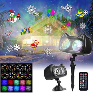 christmas halloween projector lights outdoor holiday, 18 hd effects (3d ocean wave & patterns) waterproof with rf remote control timer for indoor holiday party home garden decorations