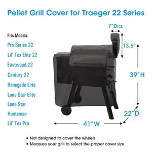 Unicook Heavy Duty Waterproof Wood Pellet Grill Cover, Full Length Grill Cover, Fade and UV Resistant Material, Compatible for Traeger 22 Series Pellet Grill, Z Grill 550B and More, Black