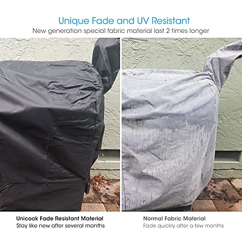 Unicook Heavy Duty Waterproof Wood Pellet Grill Cover, Full Length Grill Cover, Fade and UV Resistant Material, Compatible for Traeger 22 Series Pellet Grill, Z Grill 550B and More, Black