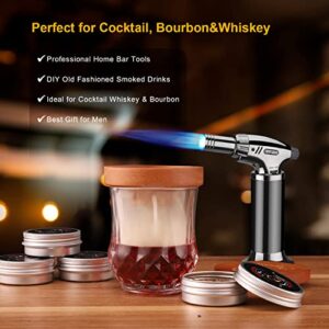 Bourbon Whiskey Cocktail Smoker Kit with Torch, OKYWILL Drink Smoker Infuser Kit with Four Flavors Wood Chips For Smoked Old Fashioned Cocktails, Whiskey Bourbon Gifts for Men, Fathers Day (No Butane)