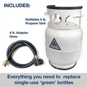 Ignik Refillable Gas Growler Propane Tank with Adapter Hose (5-Pound)