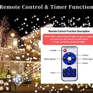 Christmas Snowfall Projector Lights, Censinda Waterproof Holiday Projection Light for Indoor Outdoor, White Snow Fall Decorative Lights with Remote & Timer for Xmas,Party,Wedding,Holiday Decor