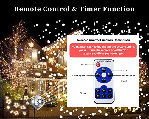 Christmas Snowfall Projector Lights, Censinda Waterproof Holiday Projection Light for Indoor Outdoor, White Snow Fall Decorative Lights with Remote & Timer for Xmas,Party,Wedding,Holiday Decor