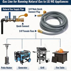 CALPOSE 40 Feet 3/8 inch ID Natural Gas Grill Hose with Quick Connect Fittings, Natural Gas Line for Grill, Pizza Oven, Heater and More Low Pressure Appliance