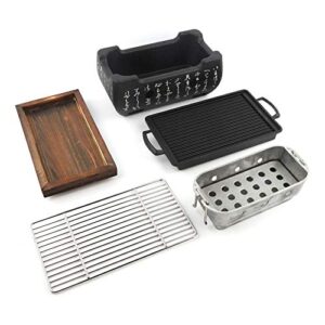 Japanese Yakiniku Grill, Portable Barbecue Stove Heat-Resistant Japanese Food Charcoal Stove, Independent Carbon Trough, for Household, Yakiniku, Robata, Yakitori, Takoyaki and BBQ