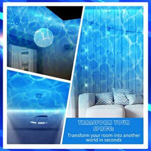 3 Pcs Water Wave Effect Projector LED Projector Lights Ocean Wave Calming Autism Sensory Night Light 360¡ã Rotating Christmas Projector Lights Outdoor Wedding Party Holiday Disco Kids (Blue)