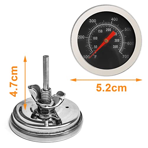 Hisencn 2" Stainless Steel BBQ Charcoal Smoker Gas Grill Temperature Gauge, Thermometer Replacement for Charbroil 463212511, Chargriller 5050, 3008 and Others Gas Grill Model