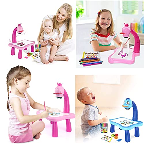 KETIEE Drawing Projector Table for Kids, Trace and Draw Projector Toy Set, Art Projector Painting Table Board Toy with Light & Music, Educational Drawing Toys for Toddler Boys Girls Age 3+ (Pink)