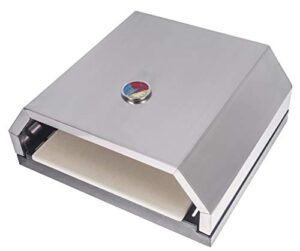 open faced grill pizza oven for gas or charcoal grill, includes ceramic stone and thermometer