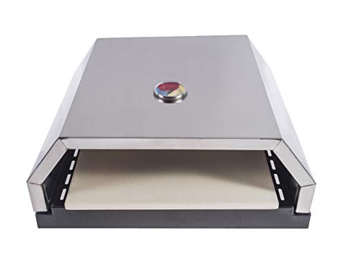 Open Faced Grill Pizza Oven for Gas or Charcoal Grill, includes ceramic stone and thermometer