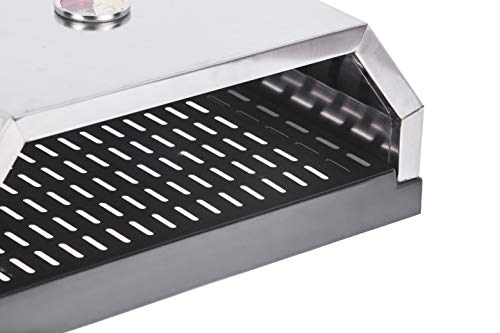 Open Faced Grill Pizza Oven for Gas or Charcoal Grill, includes ceramic stone and thermometer