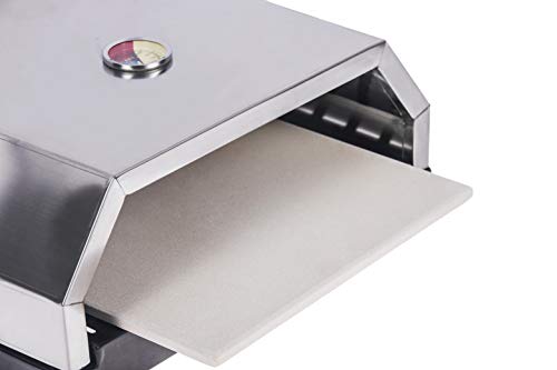 Open Faced Grill Pizza Oven for Gas or Charcoal Grill, includes ceramic stone and thermometer