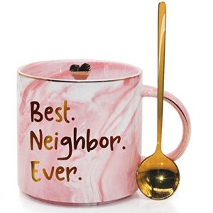 suuura-oo funny neighbors mugs, neighbors farewell gift for moving housewarming, welcome farewell moving present for neighbors co-workers friends neighborhood, pink marble ceramic coffee mug