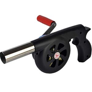 gkgk hand crank bbq fan, portable barbeque air blower with manual handle speed control and metal fan blade for outdoor barbecue fire bellow, camping and hiking picnic