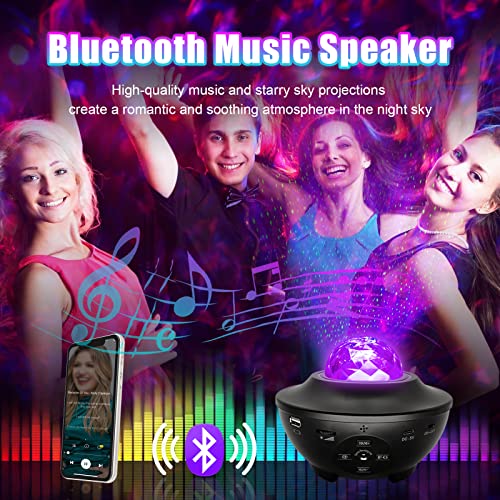 Sertuluz Galaxy Projector Light Ocean Wave Projector,3 in 1 Starry Night Light Projector Bedroom w/LED Nebula Cloud and Bluetooth Music Speaker As Gifts Decor Birthday Party Wedding Bedroom Living