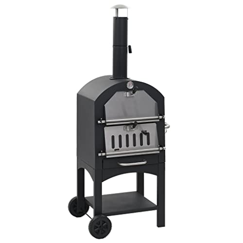 CHARMMA Charcoal Fired Outdoor Pizza Oven With Fireclay Stones Heavy Duty Outdoor Oven For Pizzas,Bread,Cakes or Pies BBQ Oven Smoker With Built-in Thermometer