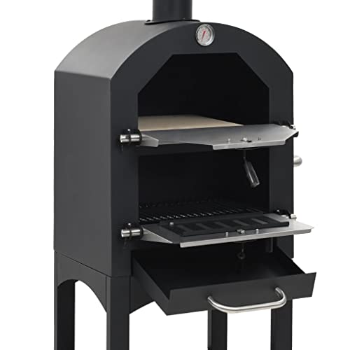 CHARMMA Charcoal Fired Outdoor Pizza Oven With Fireclay Stones Heavy Duty Outdoor Oven For Pizzas,Bread,Cakes or Pies BBQ Oven Smoker With Built-in Thermometer