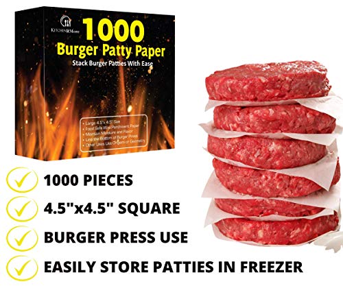 Kitchen RMore Burger Patty Paper 1000 Pcs - Hamburger Wax Paper to Separate Frozen Pressed Patties BBQ - for Easy Release from Burger Press Patty Maker - for Origami and Patty Paper Geometry Math